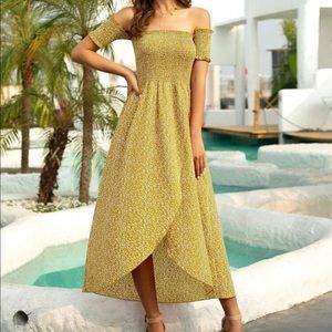 Off the Shoulder Floral Pattern Dress